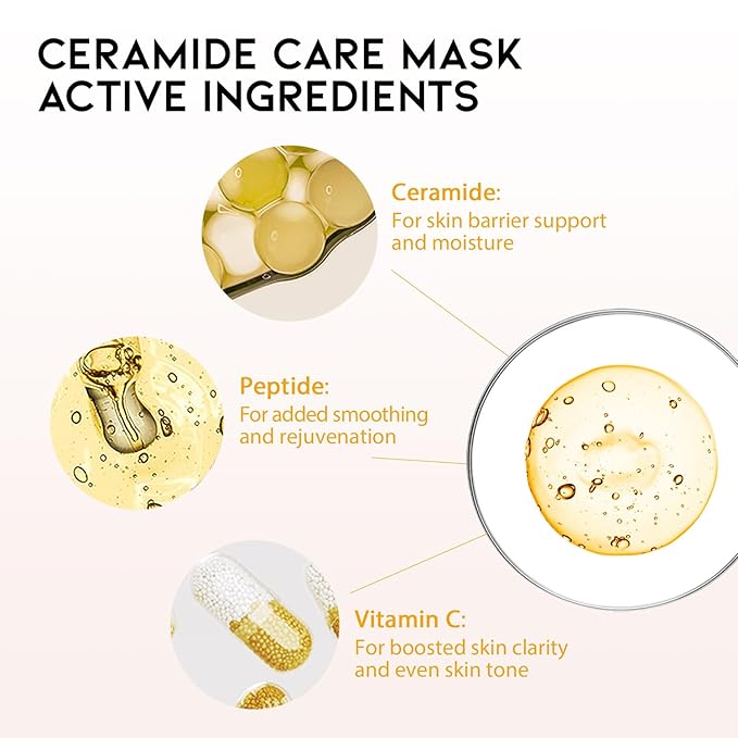 #OOTD Ceramide Brightening Sheet Mask For Face, Moisturizing, Anti Aging Ceramide, Peptide, Vitamin C, EVE Vegan 10EA