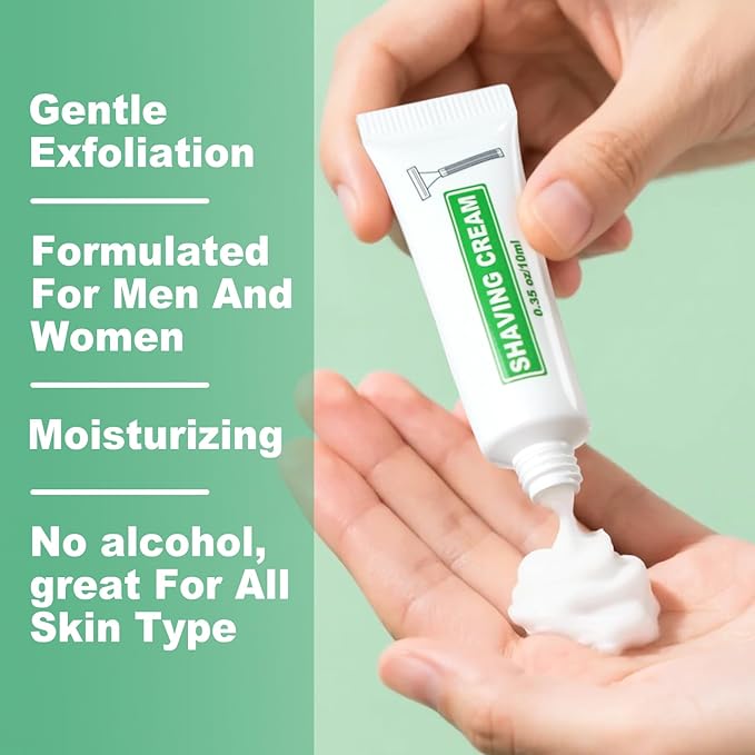 Travel Size Shaving Cream Bulk Pack of 25,Individually Wrapped 10ml/0.35fl oz Mini Disposable Shaving Cream in Bulk 1.2x2.9 inch Travel Size Toiletries Amenities for Guests,Homeless,Charity