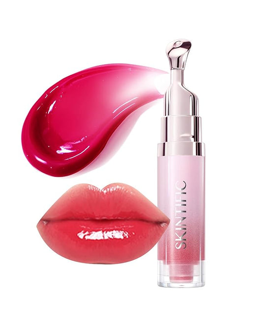 Peptide Brightening Lip Serum, Hydrating & Plumping Tinted Lip Gloss, Moisturizing Lip Balm with Polypeptides & Squalane for Glossy Sheer, Smooth Lips (06 Cherry Red)