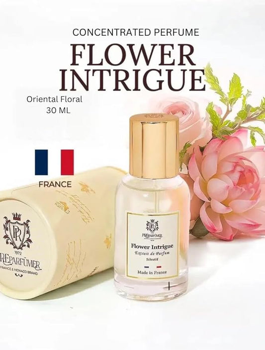PREparfume From France Flower Intrigue for Women 30ml – Fresh Aquatic Floral Scent From France – Luxury Fragrance with Lotus, Mint – Long Lasting Perfume With Amberwood and Oud Notes