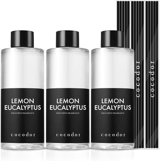 COCODOR Reed Diffuser Oil Refill/Lemon Eucalyptus /6.7oz / 3 Pack/Aromatherapy, Home Fragrance, Scented Oils, Oils for Reed Diffuser, Bathroom Home Decor