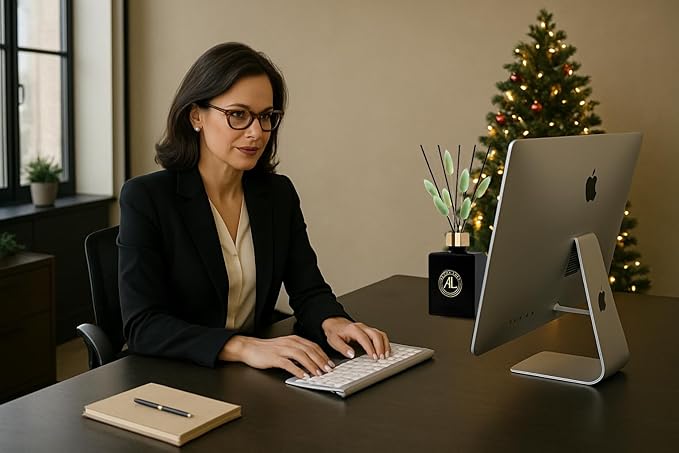 Christmas Reed Diffuser - Holiday Diffuser - Balsam Fir Reed Diffuser- Home Decor Gifts -Mens Bathroom Decor(Fresh Balsam)