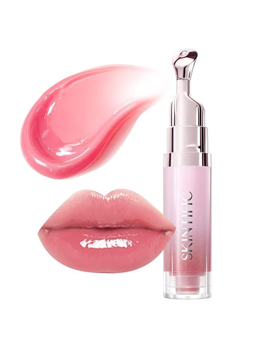 Peptide Brightening Lip Serum, Hydrating & Plumping Tinted Lip Gloss, Moisturizing Lip Balm with Polypeptides & Squalane for Glossy Sheer, Smooth Lips (01 Baby Pink)