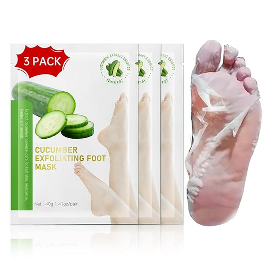 Foot Peeling Mask, Natural Exfoliating Foot Mask, Dead Skin Callus Remover Repair Heels, Hydrating Foot Care for Dry Cracked Feet（3 PacK）