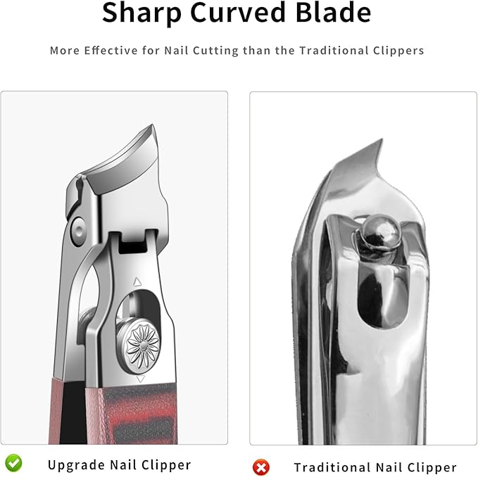 Slant Head Stainless Steel Nail Clipper for Ingrown Nail Care with G10 Handle, Edgy Toenail Clipper for Podiatrist and Elder Users, Angled Nail Trimmer with Safe Lock(Straight Red B)