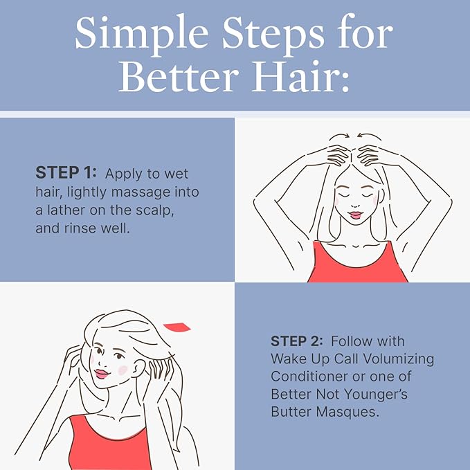Better Not Younger Wake Up Call Volumizing Biotin Shampoo 16 oz – Designed for Women Over 40 with Thinning Hair - Volumizes, Lifts & Nourishes - Sulfate Free, Color - Safe Shampoo for Fine Hair.