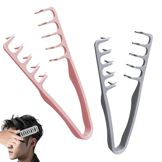 2Pcs Texture Comb, Volumizing Wide-Tooth Texture Hair Styling Comb, Fluffy Wide Tooth Curly Hair Comb, Fluffy Curly Hair Comb for Volume & Fringe Parting, Anti-Frizz Styling Tool for Men & Women