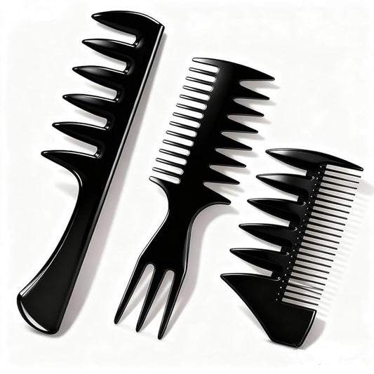 Bestac 3-Piece Styling Comb Kit for Men Create Defined Styles: Quiff, Pompadour, Slick-Back Wide-Toothed Design for Texture & Volume