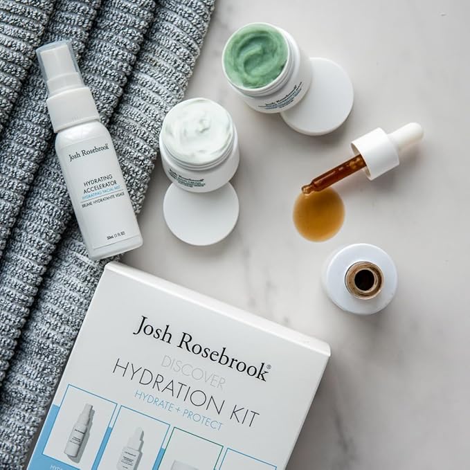 Josh Rosebrook Hydration Kit - Hydrate + Protect - Hydrating Accelerator 30mL, Hydration Boost Concentrate 15mL, Vital Balm Cream 10mL, Advanced Hydration Mask 10mL - Travel Size Skin Care Set