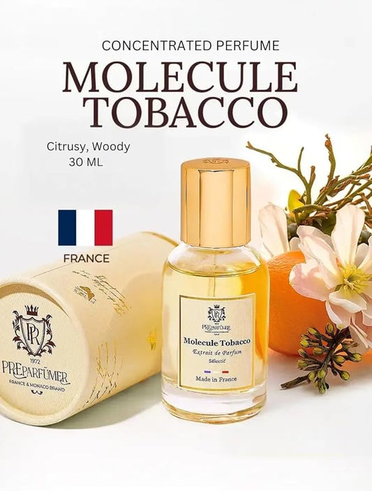 PREparfume From France Molecule Tobacco 30ml – Citrus Woody Amber Scent From France – Luxury Fragrance with Mandarin, Saffron – Long Lasting Perfume With Frankincense and Amber Notes