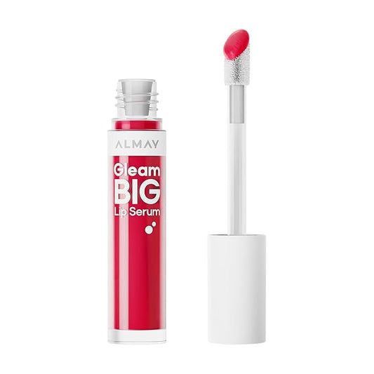 Almay Gleam Big Lip Serum, Hydrating and Moisturizing, Hypoallergenic Lip Gloss, Non-Sticky, 600 Mon Cherry, 0.13 fl oz