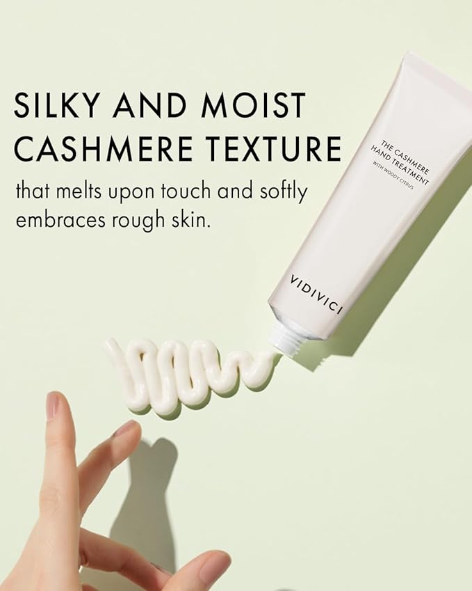 VIDIVICI The Cashmere Hand Cream with Shea Butter – Woody Citrus Scented Moisturizer for Dry & Cracked Hands – Repairs Skin Barrier – Soft Silky Texture – 1.69oz