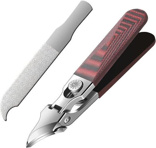 Large-Opening Pointed-Edge Nail Clipper - Detailed Trimming for Narrow Areas - G10 Handle & Stainless Steel Blades - Suited for Ingrown-Nail, Thick-Nail Users & Seniors(Straight Red C)