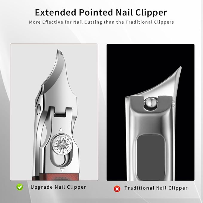 Large-Opening Pointed-Edge Nail Clipper - Detailed Trimming for Narrow Areas - G10 Handle & Stainless Steel Blades - Suited for Ingrown-Nail, Thick-Nail Users & Seniors(Straight Red C)