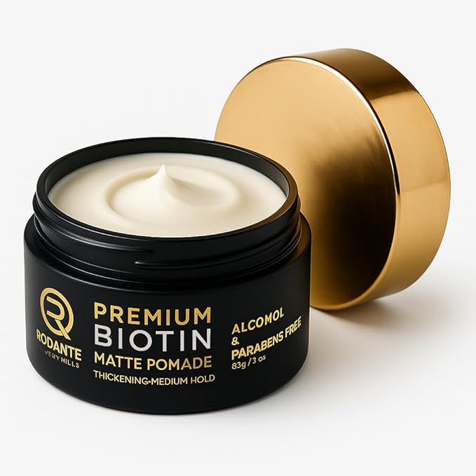 Biotin Matte Cream Texture Paste Clay Pomade, Premium Thickening Cream Medium Hold & Anti Hair Loss and Hair Growth Support for Thinning Hair for Men 85 g / 3 oz
