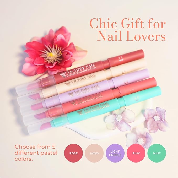 Cuticle Oil Pen 3-in-1 Ceramic Nail Buffer & Cuticle Remover – Moisturizing & Strengthening Nail Care for Dry, Damaged, Brittle Nails. (Pink)