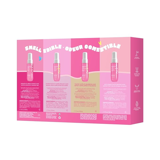 Cake Beauty Hair and Body Mist Travel Gift Set, The Finishing Touch- Fine Fragrance Mist – Infused with Aloe and Argan Oil –4 x 30mL/ 1 oz.