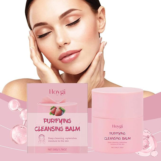 2-in-1 Strawberry Cleansing Balm, Melts Away Makeup & Daily Impurities, With Natural Ingredients to Nourish Skin,Hydrating Formula Leaves Skin Soft and Refreshed,1.76oz