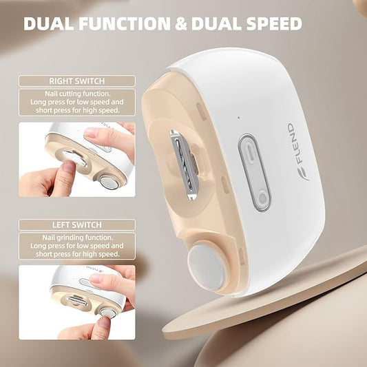 Electric Nail Clipper, Electric Nail Trimmer Suitable for Children, Adults, and Elderly, Automatic Nail Clipper with 2 Adjustable Speeds, Nail Clippers with LED Light and Chip Storage Box