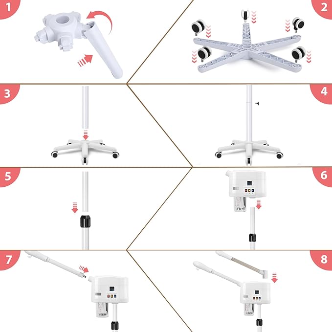 2 in 1 Hot and Cold Facial Steamer,Professional Face Steamer on Wheels for Beauty Salon, Spa or Home Use