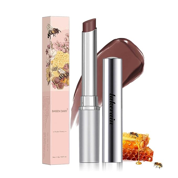 2PCS Honey Lipstick Tinted Lip Balm - Sheer Hydrating Lipstick for All Skin Tones - Moisturizing Lip Color, Nourishing Lip Balm with a Hint of Natural Black Cherry Tint (Black & Nude)