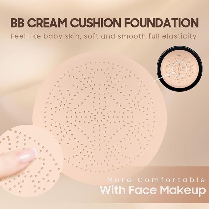 Mushroom Head Air Cushion CC Cream - BB Cream Foundation Makeup Moisturizing Concealer Long Lasting Waterproof With Powder Puff, Even Skin Tone (Natural, Pack of 1)