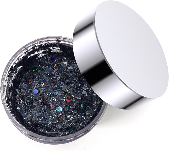 Black - Holographic Body Glitter Gel for Body, Face, Hair - Vegan & Cruelty Free - Electric Bliss Beauty (Black)