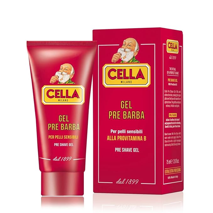 Cella Milano Conditioning Pre‑Shave Gel – Italian Skin‑Protecting Wet Shave Primer with Provitamin B & Panthenol, 2.6 oz, Glides Razor for Smooth, Irritation‑Free Shaving