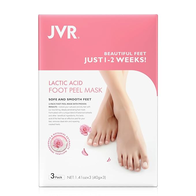 Foot Peel Mask - 3 Pairs - Exfoliating Peeling Callus Remover, Repairs Cracked Heels & Dead, Dry Skin, for Smoother and Softer Feet (Rose)