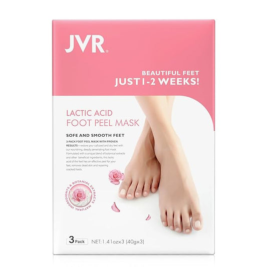 Foot Peel Mask - 3 Pairs - Exfoliating Peeling Callus Remover, Repairs Cracked Heels & Dead, Dry Skin, for Smoother and Softer Feet (Rose)