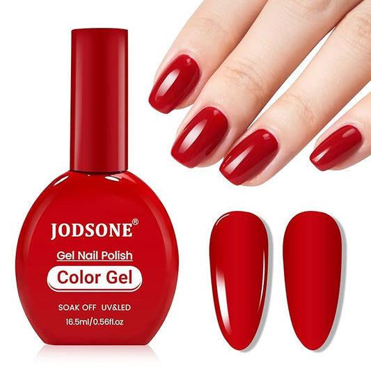 JODSONE 16.5ml Christmas Red Color Soak Off UV LED Gel Nail Polish Winter Nail Art Design Daring Grace Manicure Glossy & Long Lasting for Salon DIY Home Colorful Bottle Gifts for Women