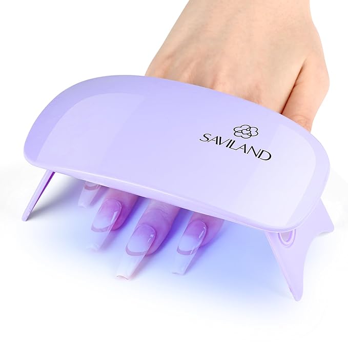 SAVILAND SSPro X Gel U V Nail Lamp for Gel Polish: 12W Mini Portable LED Light Fast Curing 2 Timers Flash Cure Lamp USB Interface Folding Design Personal Manicure Home Travel Use U V Light Purple