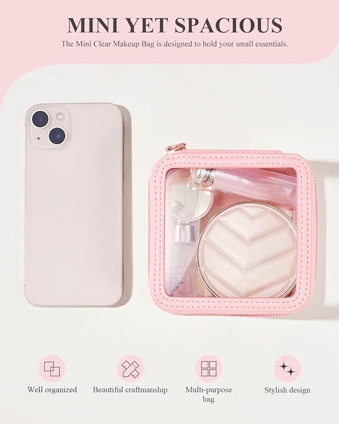 ROWNYEON Clear Makeup Case Toiletry Bag Multipurpose Travel Makeup Train Case Portable Cosmetic Organizer Transparent Storage Bag