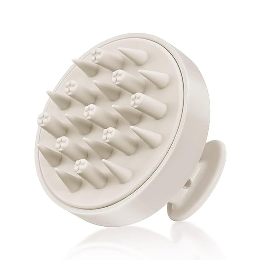 HEETA Hair Scalp Massager Brush, Updated Hair Shampoo Brush, Wet & Dry Scalp Exfoliator with Soft Silicone Bristles, Head Massager Washing Hair Care Tool for Women Men Kid, Bright Beige