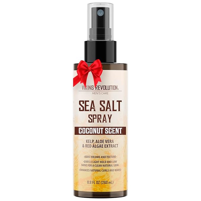Viking Revolution Coconut Sea Salt Spray for Hair Men - Hair Texturizing Spray with Kelp, Aloe Vera & Red Algae Extract - Surf to Add Volume and Texture - Sea Salt for Men Beach