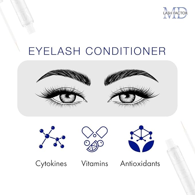 MD Lash Factor Eyelash Conditioner – 0.1 fl oz, 3-Month Supply – Daily Lash Serum with Peptides and Biotin for Thicker Lashes