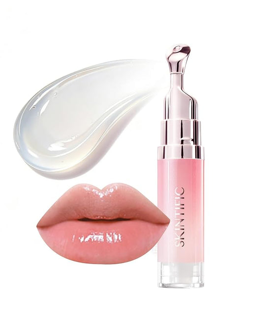 Peptide Brightening Lip Serum, Hydrating & Plumping Tinted Lip Gloss, Moisturizing Lip Balm with Polypeptides & Squalane for Glossy Sheer, Smooth Lips (00 Clear)