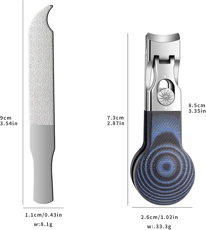 Wide Jaw Opening Nail Clippers with G10 Handle for Thick and Tough Nails, Heavy Duty Toenail Cutters for Seniors, Men and Women (Round Blue A)