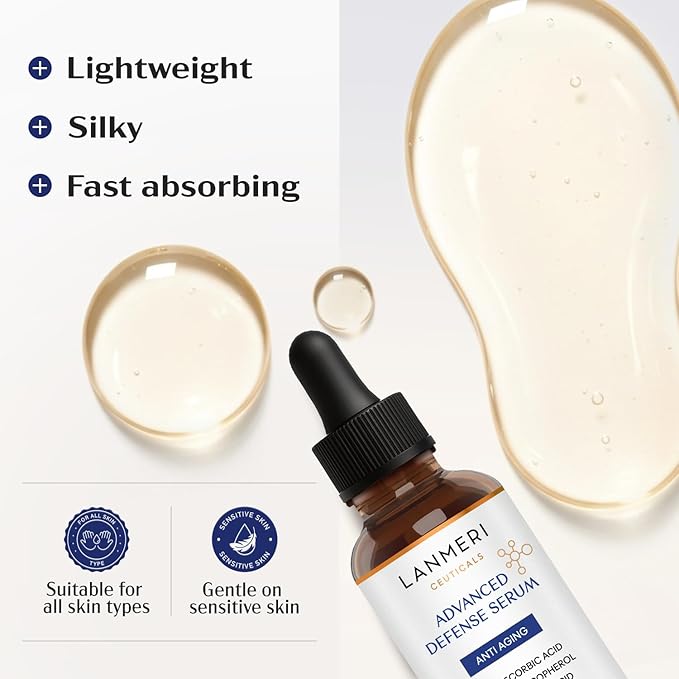 (Pack of 3) Lanmeri Ceuticals 15% Vitamin C + E + Ferulic Serum: Advanced Antioxidant Defense Formula with 1% Vitamin E & 0.5% Ferulic Acid – High-Stability Vitamin C Serum (1 fl oz)