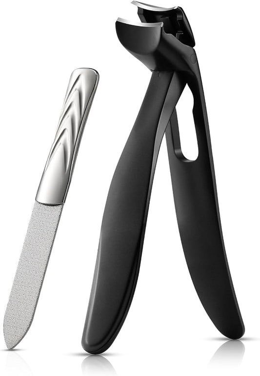 BEZOX Toenail Clipper for Thick Nails - Large Toe Nails Clipper for Seniors for Thick Toenails with Metal Nail File, Premium Nail Cutter Trimmer for Men and Women - Black