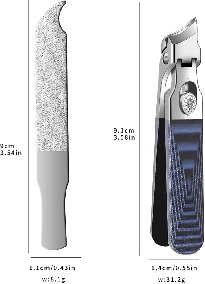 Wide Jaw Opening Anti-Splash Nail Clipper, Eagle Beak Beveled Nail Clippers，G10 Long Handle Angled Head Toenail Clippers for Thick Nails (Straight Blue B)