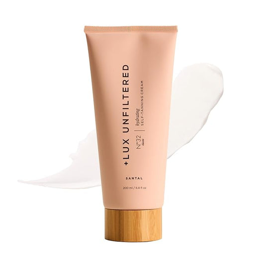 + Lux Unfiltered N°32 Gradual Self Tanner, Hydrating Self Tanning Lotion with Shea Butter & Squalane - Non-Sticky, No Transfer, Natural-Looking Tan - Vegan & Cruelty-Free Sunless Tanner - Santal