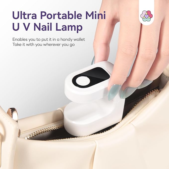 SAVILAND Essentials Mini UV Nail Lamp: 10S Rechargable Flash Cure Lamp U V Light for Gel Polish Nail U V Light LED Display 2 Timers Nail Light Portable Gel Nail Light Nail Dryer Manicure DIY Nail Art
