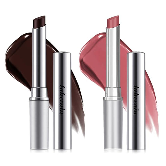 2PCS Honey Lipstick Tinted Lip Balm - Sheer Hydrating Lipstick for All Skin Tones - Moisturizing Lip Color, Nourishing Lip Balm with a Hint of Natural Black Cherry Tint (Black & Pink)