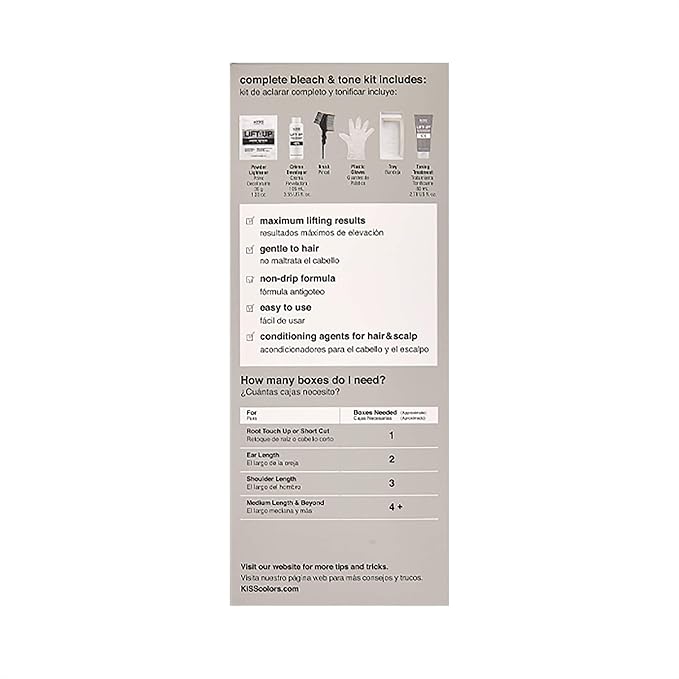 KISS Lift Up Complete Hair Bleach Kit with Revitalizing Plex Serum to Protect from Damage, Maximum Strength to Lighten Dark or Resistant Hair, Complete DIY 6-Pc Kit