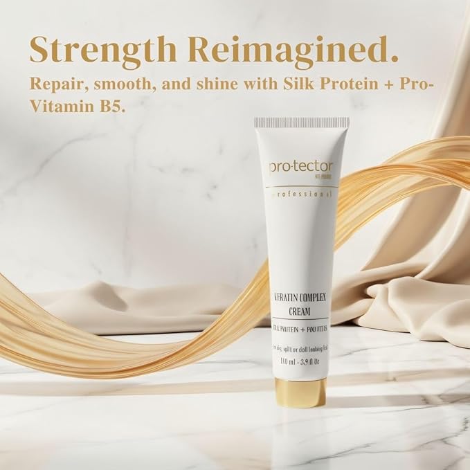Pro-tector Keratin Complex Cream, Silk Protein + Pro Vitamin B5, Leave-In Smoothing & Repair Treatment for Dry, Frizzy or Damaged Hair, Professional Anti-Frizz Shine, 110 mL / 3.9 fl oz