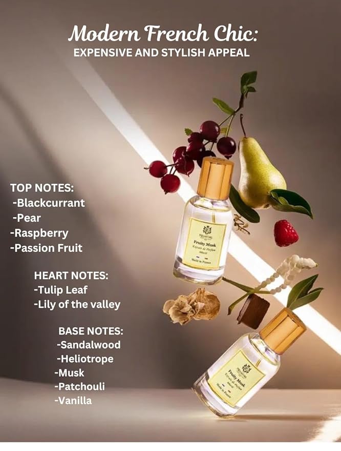From France Fruity Musk for Women 30ml – Fruity Chypre Scent From France – Luxury Fragrance with Blackcurrant, Passion Fruit – Long Lasting Perfume With Lily and Vanilla Notes