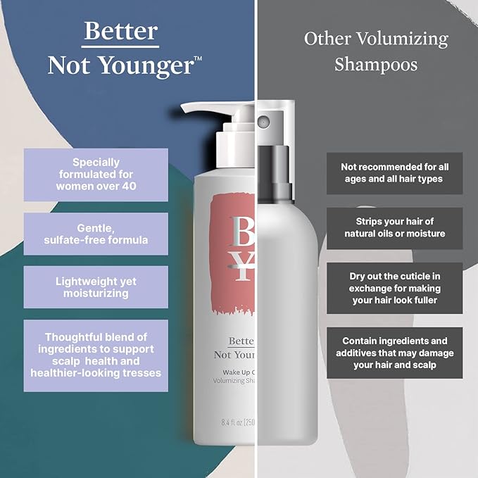 Better Not Younger Wake Up Call Volumizing Biotin Shampoo 8.4 fl oz – Designed for Women Over 40 with Thinning Hair - Volumizes, Lifts & Nourishes - Sulfate Free, Color - Safe Shampoo for Fine Hair.