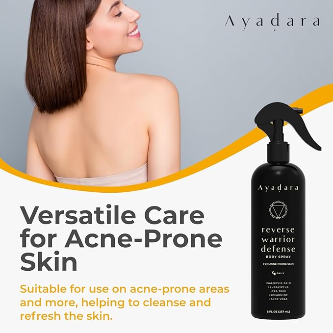 Bacne Treatment Body Spray, 8 fl oz, Cystic Back bacne Treatment Spray with Salicylic Acid, Tea Tree Chest, Butt and Body bacne Spray for Hormonal bacne, Bacne Treatment for Teens Adults, 2000 Sprays