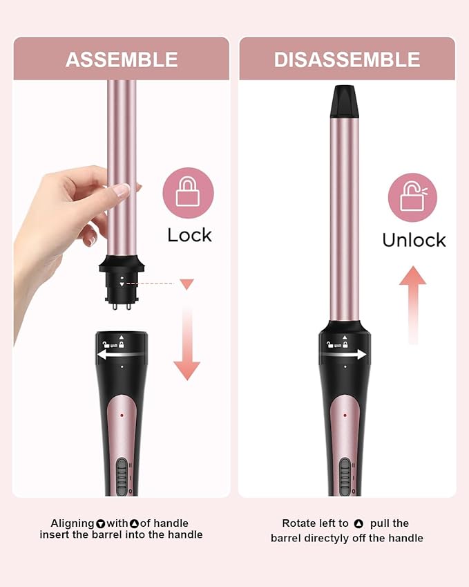 6 in 1 Wand Curling Iron, 3 Barrel Curling Iron Set with Thermal Brush (1.5") and 5 Interchangeable Ceramic Wand Curler (0.35"-1.25"), 2 Temp Heating Setting, Christmas Birthday Gifts for Women